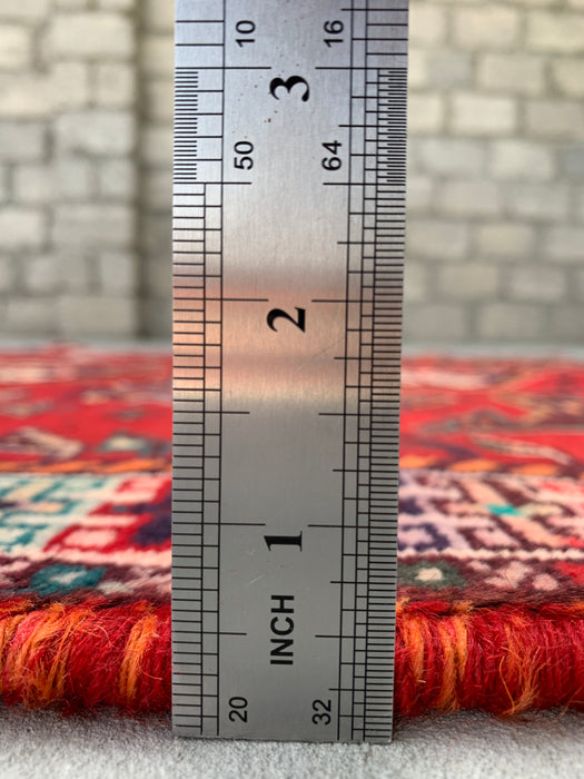5'3 x 3'9 handgeknoopt Perzisch wollen tapijt - Rood tribaal diermotief - KBHM-949