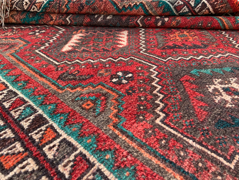 5'1 x 4'0 handgeknoopt Perzisch wollen tapijt - roestkleurig geometrisch tribaal ontwerp - KBHM-950
