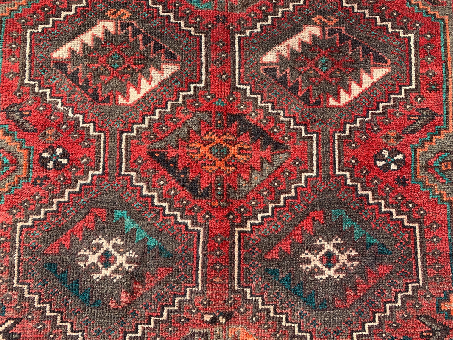 5'1 x 4'0 handgeknoopt Perzisch wollen tapijt - roestkleurig geometrisch tribaal ontwerp - KBHM-950