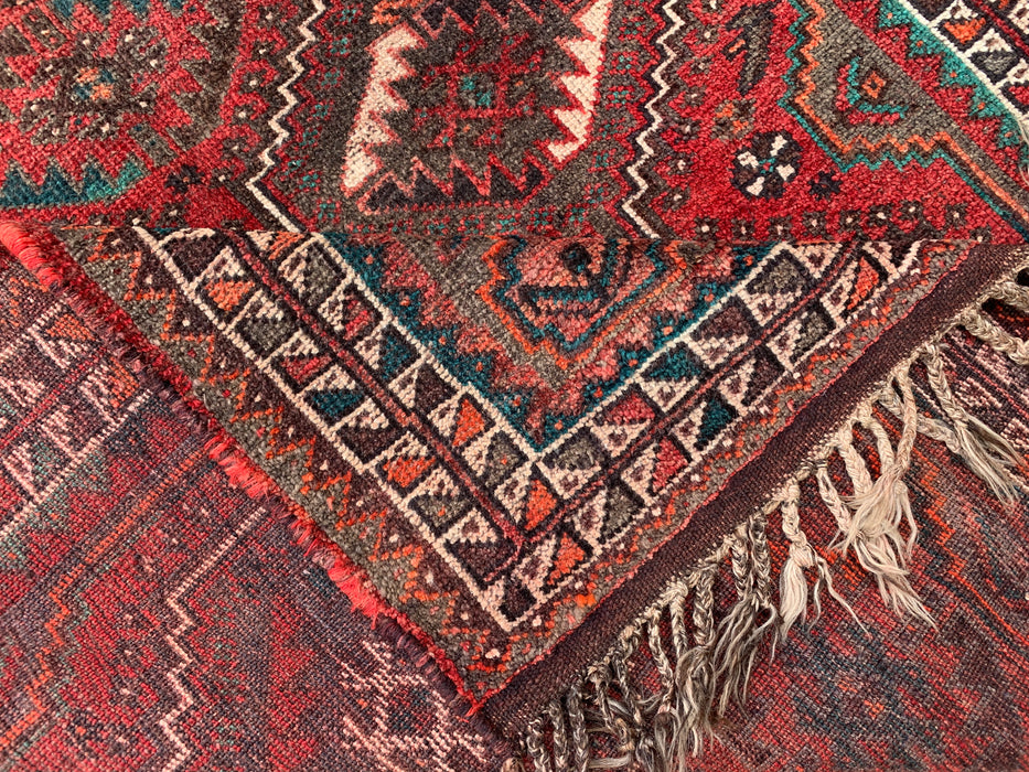 5'1 x 4'0 handgeknoopt Perzisch wollen tapijt - roestkleurig geometrisch tribaal ontwerp - KBHM-950