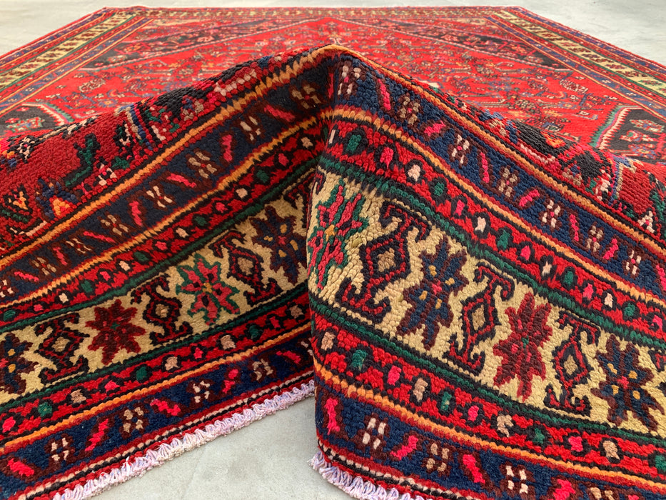 Handgemaakt Perzisch wollen vloerkleed 7x10 - Rood medaillon Perzische stijl tapijt - Exacte afmeting 9'8" x 6'11" - KBHM-952