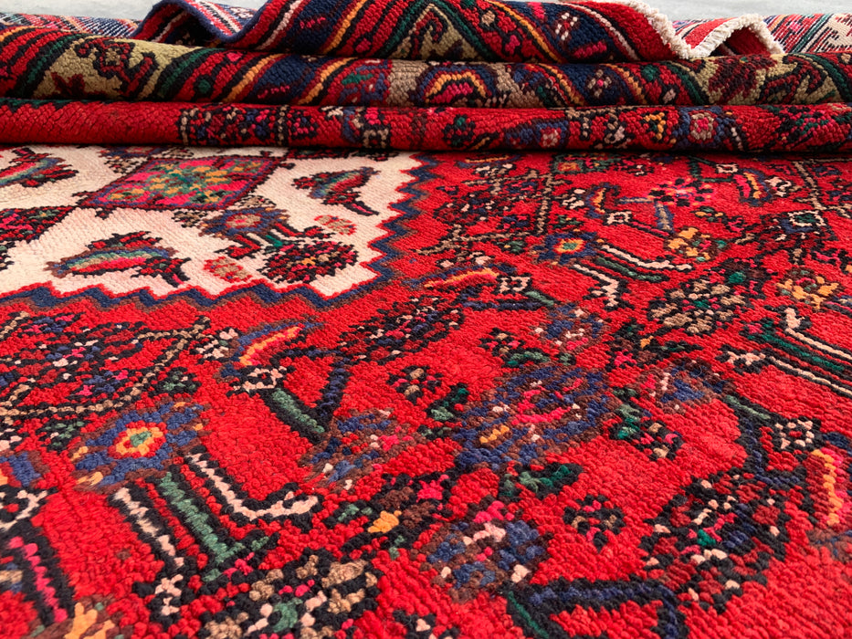 Handgemaakt Perzisch wollen vloerkleed 7x10 - Rood medaillon Perzische stijl tapijt - Exacte afmeting 9'8" x 6'11" - KBHM-952