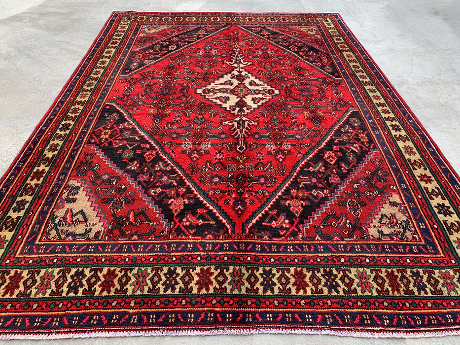 Handgemaakt Perzisch wollen vloerkleed 7x10 - Rood medaillon Perzische stijl tapijt - Exacte afmeting 9'8" x 6'11" - KBHM-952
