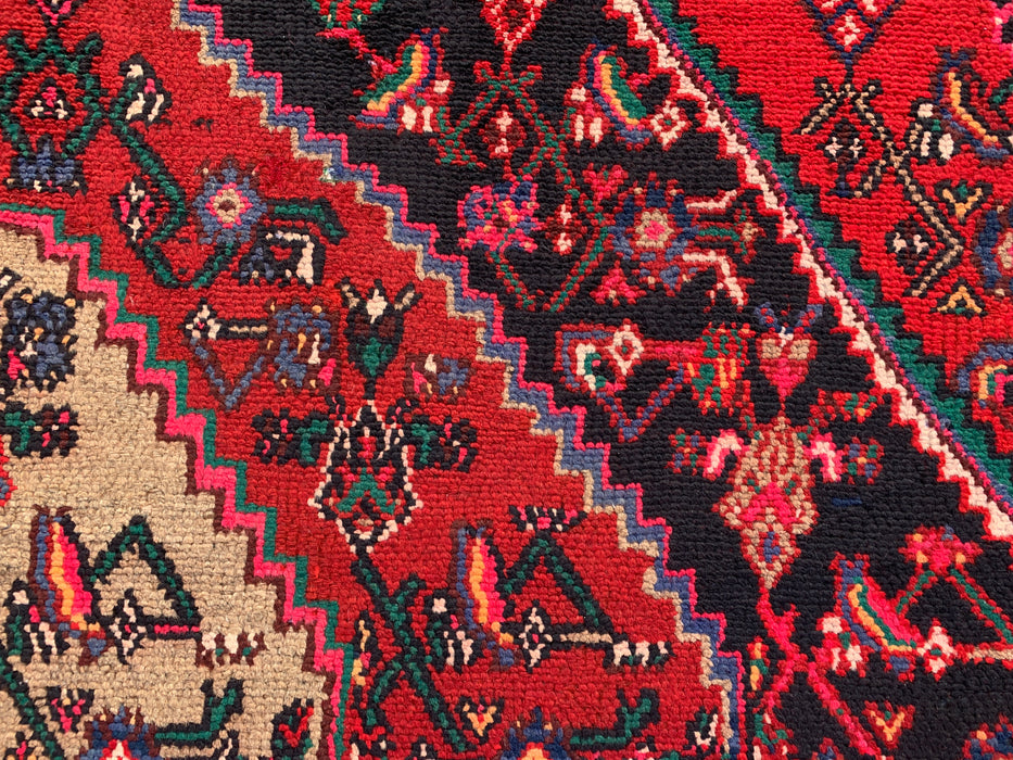 Handgemaakt Perzisch wollen vloerkleed 7x10 - Rood medaillon Perzische stijl tapijt - Exacte afmeting 9'8" x 6'11" - KBHM-952