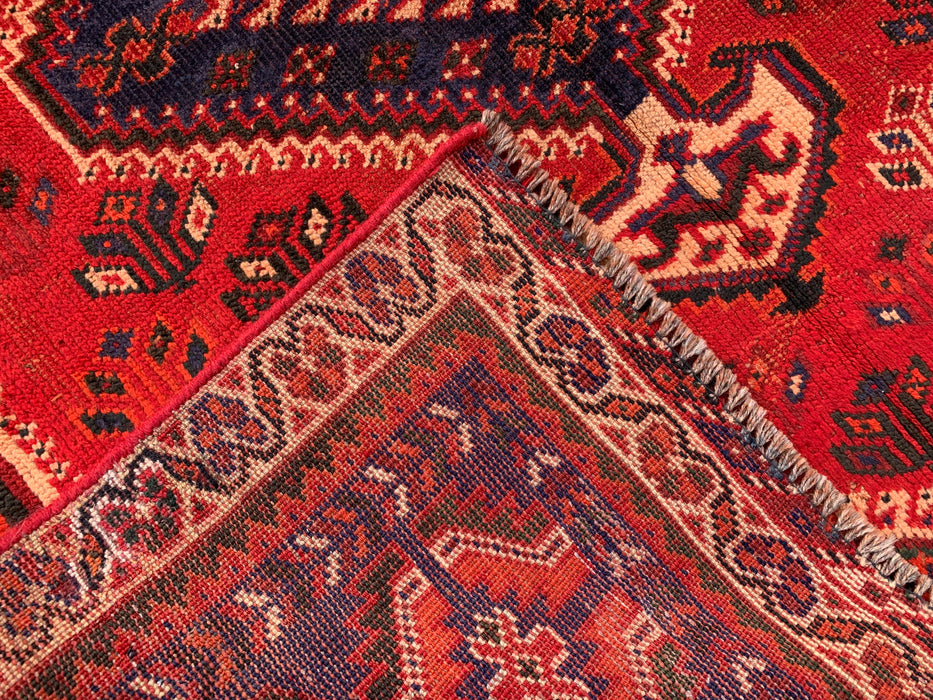 241 x 127 cm handgeknoopt Perzisch wollen tapijt - Rood tribaal medaillonmotief - KBHM-954