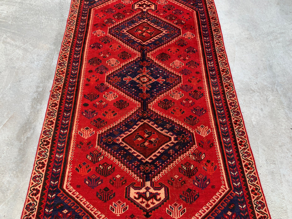 241 x 127 cm handgeknoopt Perzisch wollen tapijt - Rood tribaal medaillonmotief - KBHM-954