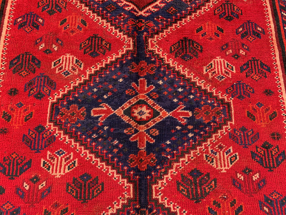 241 x 127 cm handgeknoopt Perzisch wollen tapijt - Rood tribaal medaillonmotief - KBHM-954