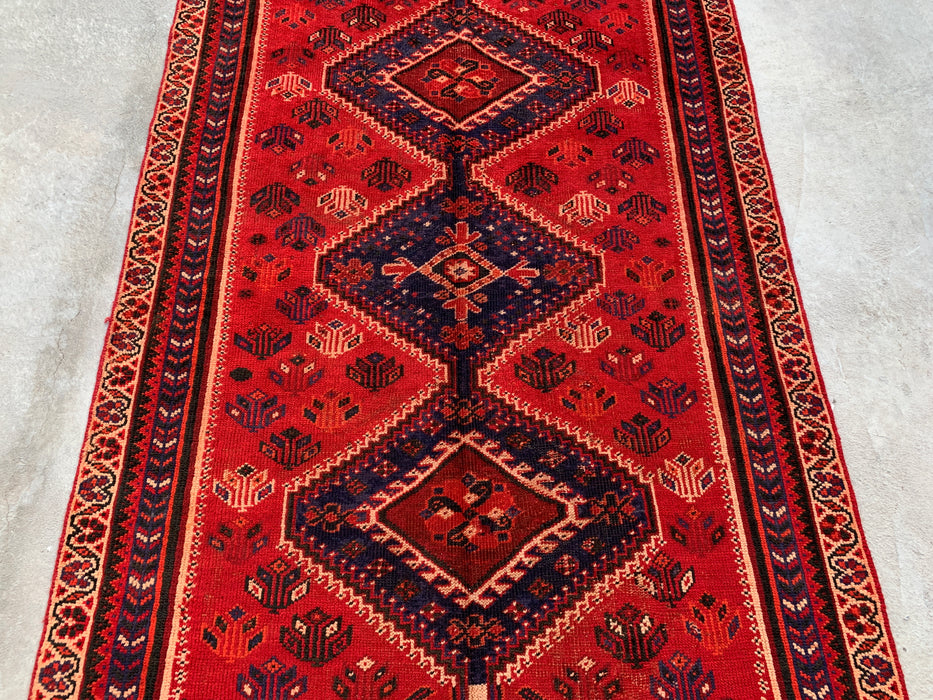 241 x 127 cm handgeknoopt Perzisch wollen tapijt - Rood tribaal medaillonmotief - KBHM-954