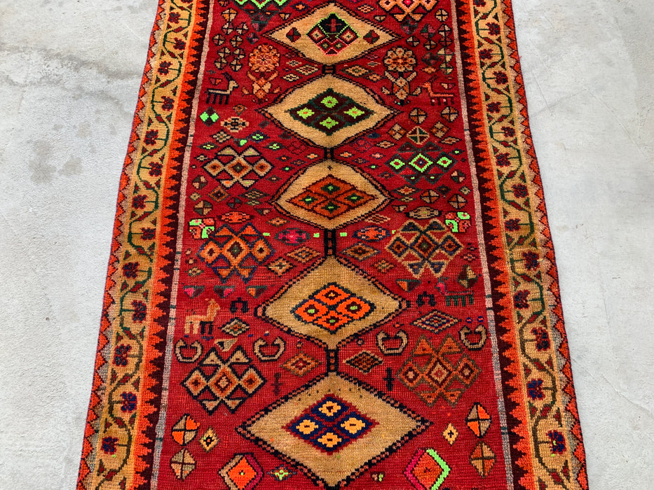 5'8 x 3'3 handgeknoopt Perzisch wollen tapijt - Rood geometrisch stammedaillonontwerp - KBHM-955