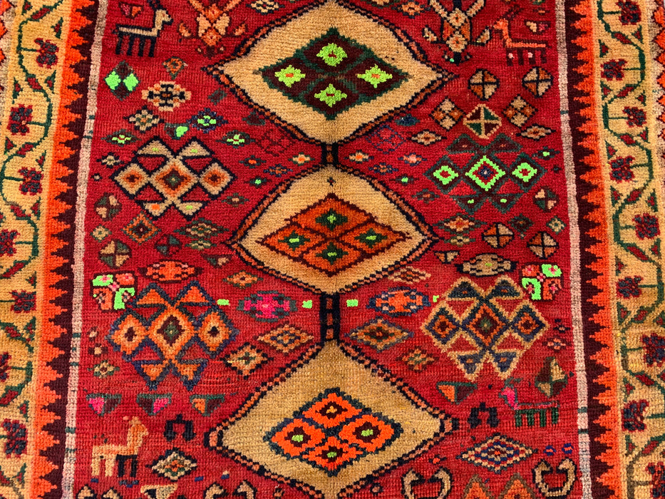 5'8 x 3'3 handgeknoopt Perzisch wollen tapijt - Rood geometrisch stammedaillonontwerp - KBHM-955