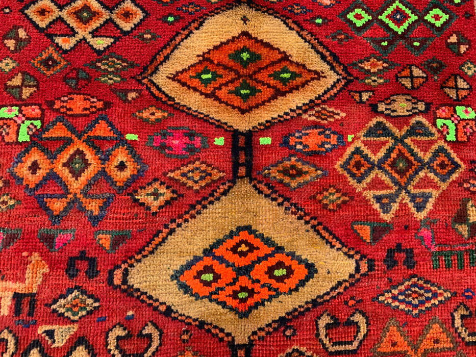 5'8 x 3'3 handgeknoopt Perzisch wollen tapijt - Rood geometrisch stammedaillonontwerp - KBHM-955
