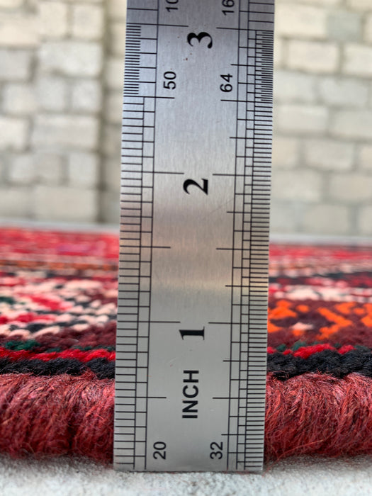 9'8 x 3'7 handgeknoopt Perzisch wollen loper - Rood tribaal medaillonontwerp - KBHM-958