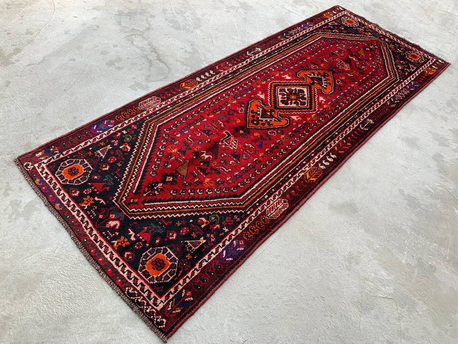 9'8 x 3'7 handgeknoopt Perzisch wollen loper - Rood tribaal medaillonontwerp - KBHM-958