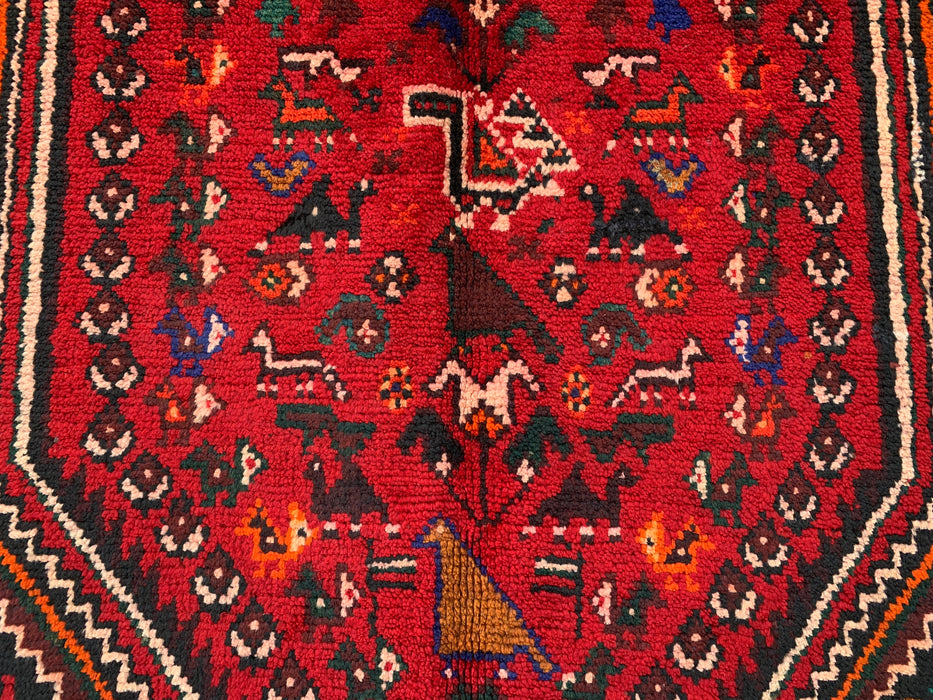 9'8 x 3'7 handgeknoopt Perzisch wollen loper - Rood tribaal medaillonontwerp - KBHM-958