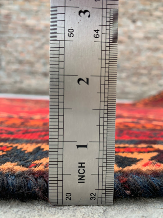 8'1 x 5'4 Hand-Knotted Persian Wool Rug - Red Geometric Tribal Medallion Design - KBHM-960
