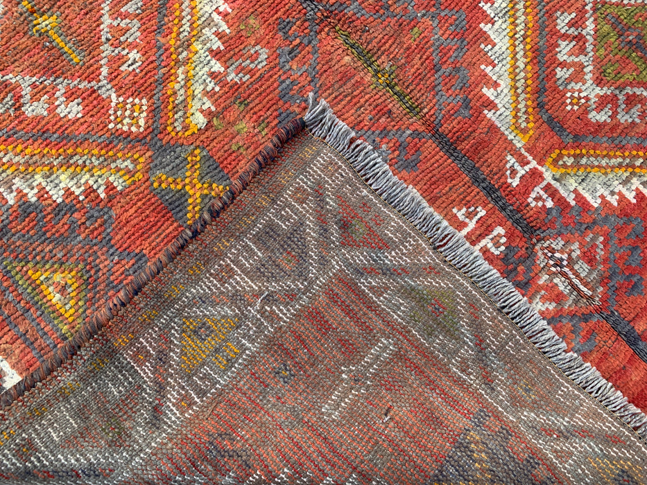 7'6 x 4'11 Hand-Knotted Persian Wool Rug - Faded Rust Tribal Diamond Design - KBHM-961