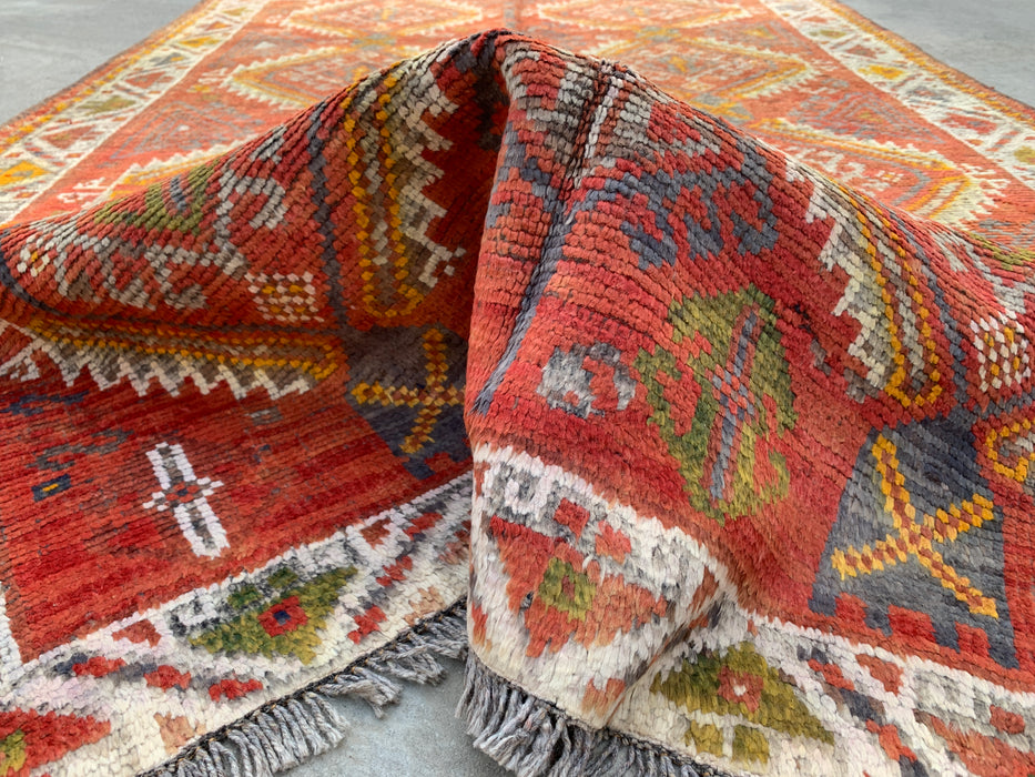 7'6 x 4'11 Hand-Knotted Persian Wool Rug - Faded Rust Tribal Diamond Design - KBHM-961