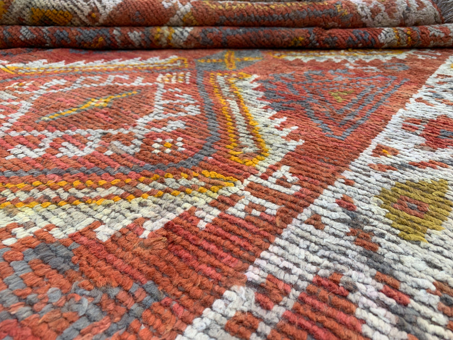 7'6 x 4'11 Hand-Knotted Persian Wool Rug - Faded Rust Tribal Diamond Design - KBHM-961