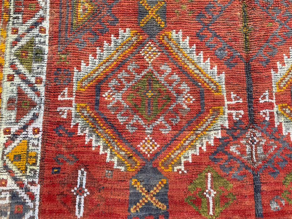 7'6 x 4'11 Hand-Knotted Persian Wool Rug - Faded Rust Tribal Diamond Design - KBHM-961