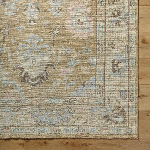 Reign Handgemaakt Wollen & Viscose Vloerkleed — Zacht Goud & Pastel Motieven | REG-2316