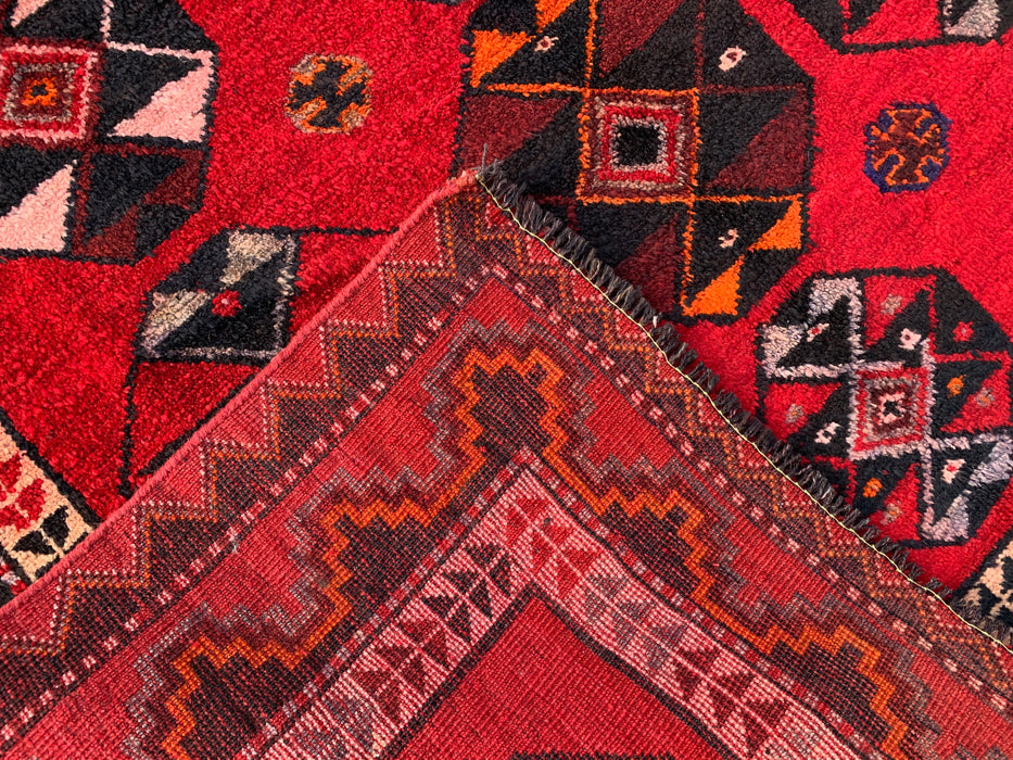 8'7 x 5'0 Handgeknoopt Perzisch wollen tapijt - Rood geometrisch tribaal medaillonontwerp - KBHM-962