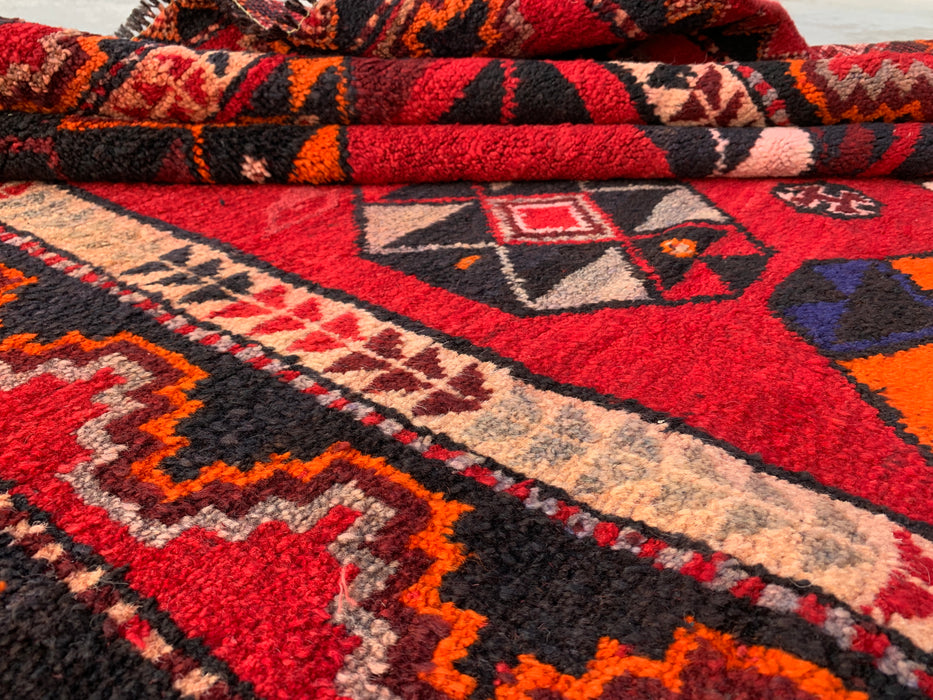 8'7 x 5'0 Handgeknoopt Perzisch wollen tapijt - Rood geometrisch tribaal medaillonontwerp - KBHM-962