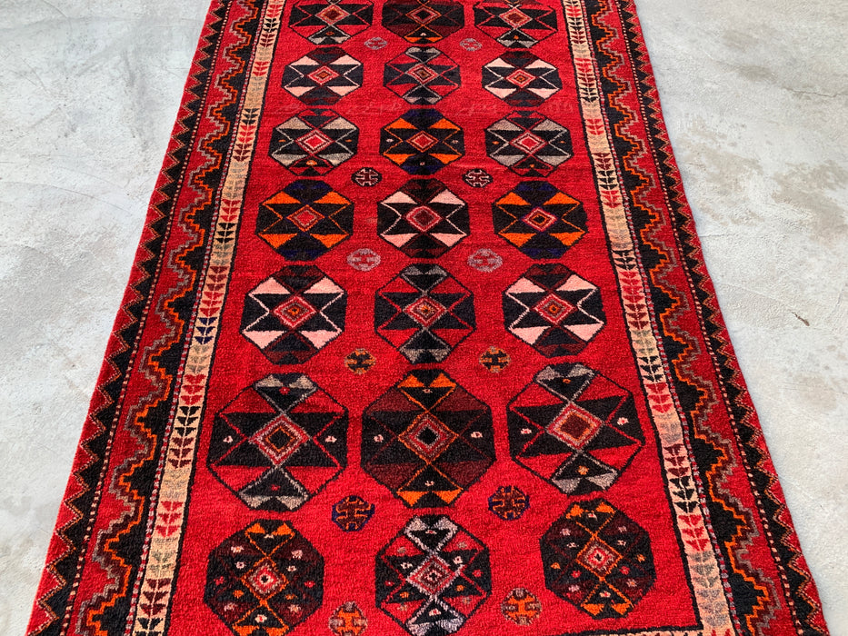 8'7 x 5'0 Handgeknoopt Perzisch wollen tapijt - Rood geometrisch tribaal medaillonontwerp - KBHM-962