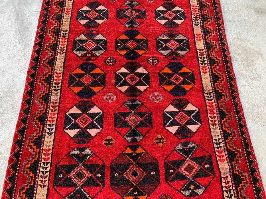 8'7 x 5'0 Handgeknoopt Perzisch wollen tapijt - Rood geometrisch tribaal medaillonontwerp - KBHM-962