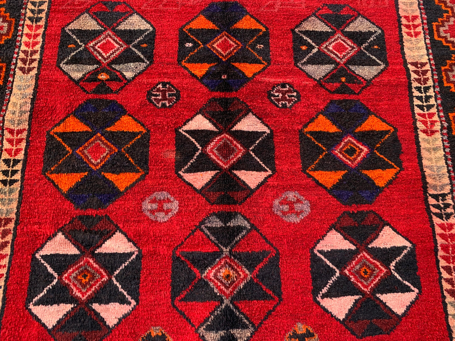 8'7 x 5'0 Handgeknoopt Perzisch wollen tapijt - Rood geometrisch tribaal medaillonontwerp - KBHM-962