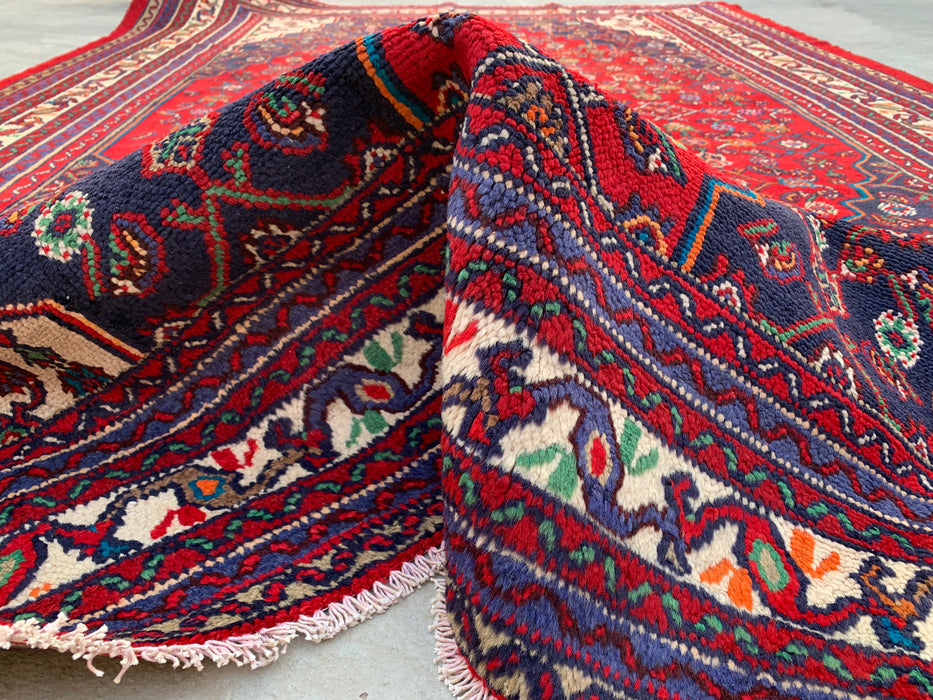 Handgemaakt Perzisch wollen vloerkleed 213x305 cm - Rood Perzisch tapijt met bloemenmedaillon - Exacte afmetingen 307 x 211 cm - KBHM-963