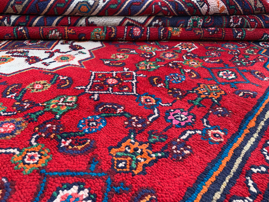 Handgemaakt Perzisch wollen vloerkleed 213x305 cm - Rood Perzisch tapijt met bloemenmedaillon - Exacte afmetingen 307 x 211 cm - KBHM-963