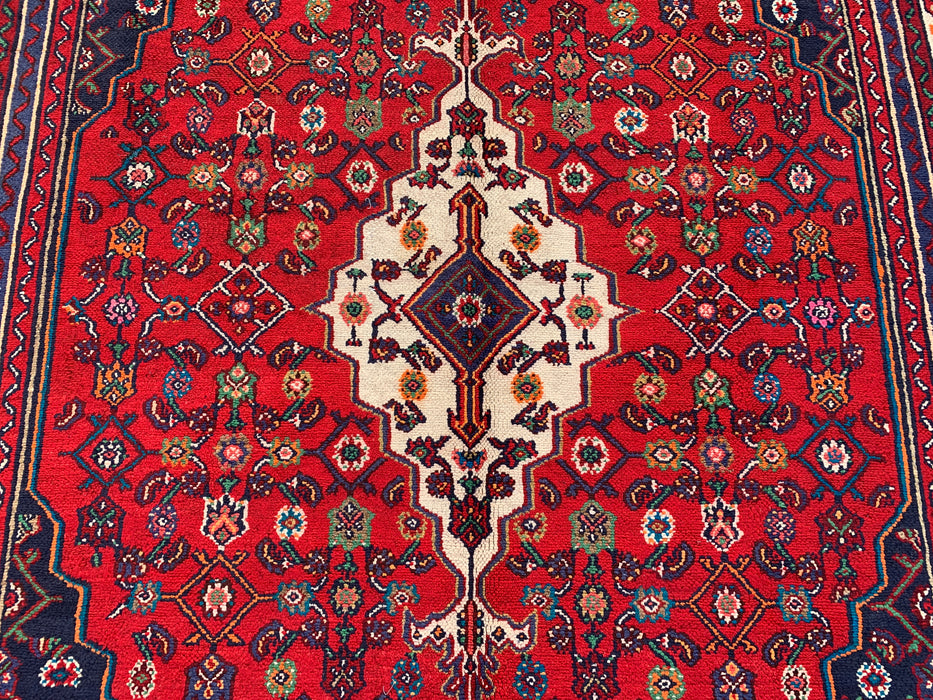 Handgemaakt Perzisch wollen vloerkleed 213x305 cm - Rood Perzisch tapijt met bloemenmedaillon - Exacte afmetingen 307 x 211 cm - KBHM-963
