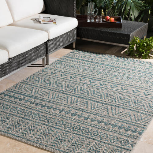 Livabliss Eagean Machinaal Geweven Vloerkleed — Talingblauw / Taupe | EAG-2307 - colour & pattern