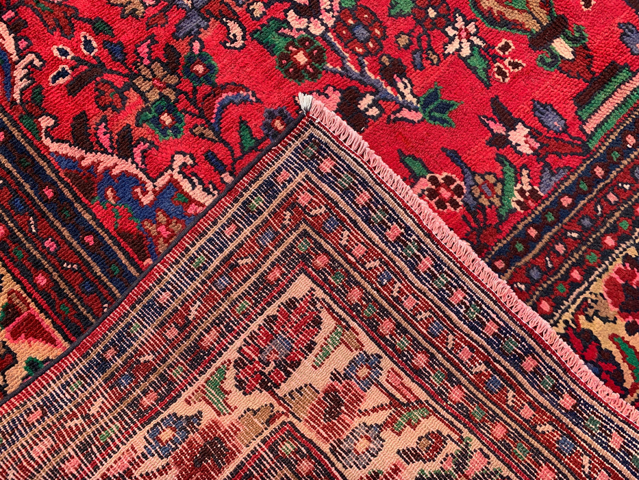 Handgemaakt Perzisch wollen vloerkleed 210x300 - Rood bloemenmedaillon Perzisch stijl tapijt - Exacte afmeting 272 cm x 206 cm - KBHM-964