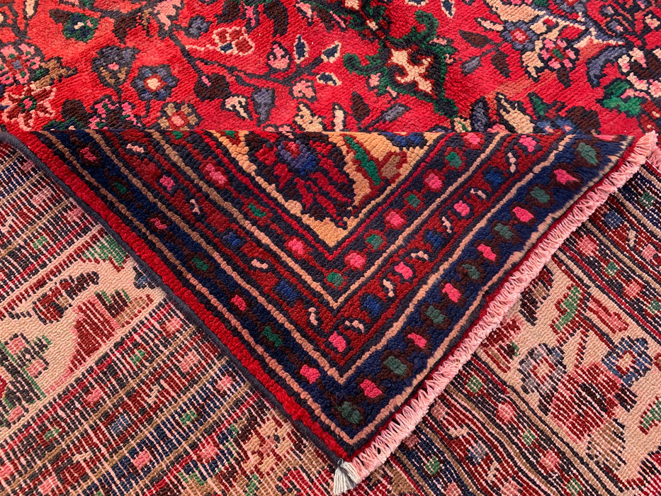 Handgemaakt Perzisch wollen vloerkleed 210x300 - Rood bloemenmedaillon Perzisch stijl tapijt - Exacte afmeting 272 cm x 206 cm - KBHM-964