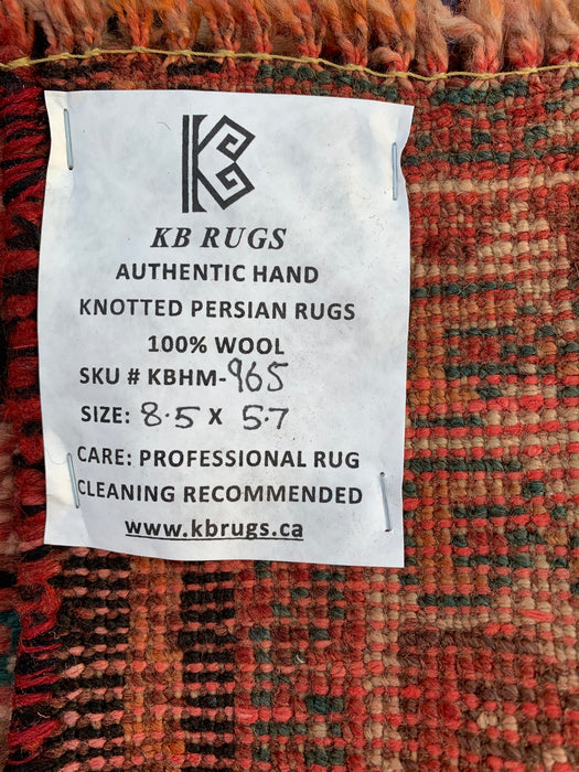 8'5 x 5'7 handgeknoopt Perzisch wollen tapijt - Vervaagd koraalkleurig tribaal medaillonontwerp - KBHM-965