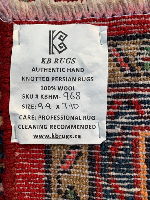 9'9 x 7'10 handgeknoopt Perzisch wollen vloerkleed - Rood medaillonontwerp - KBHM-968