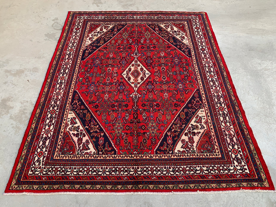 9'9 x 7'10 handgeknoopt Perzisch wollen vloerkleed - Rood medaillonontwerp - KBHM-968