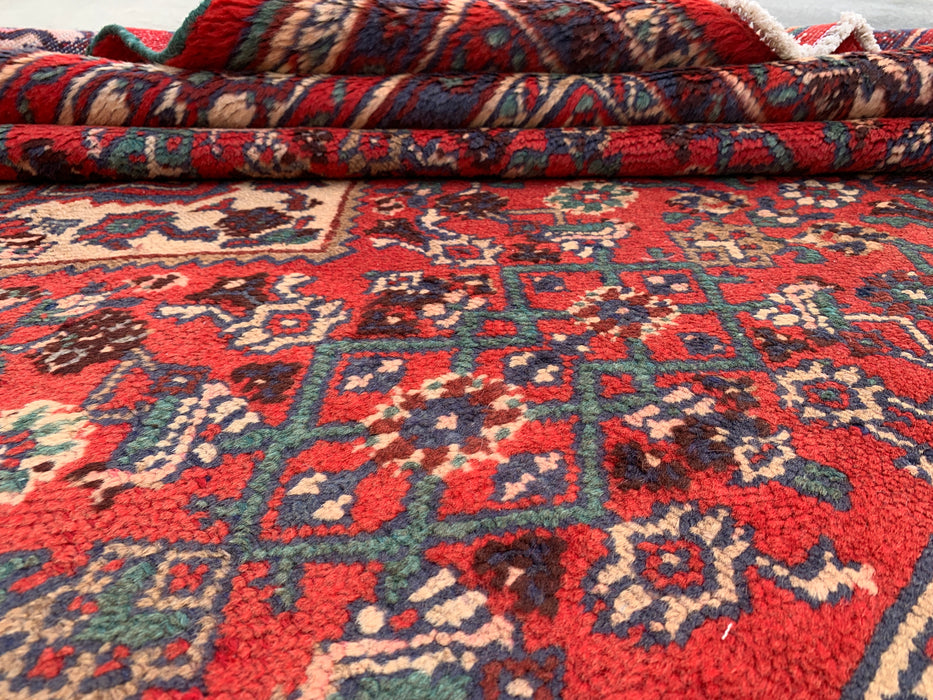 Handgemaakt Perzisch wollen vloerkleed 7x10 - Rood medaillon Perzisch stijl vloerkleed - Exacte afmeting 9'10" x 6'10" - KBHM-969