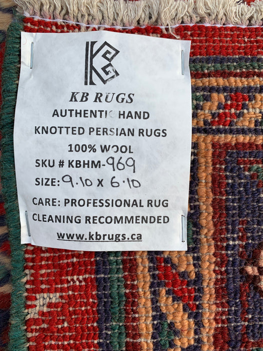 Handgemaakt Perzisch wollen vloerkleed 7x10 - Rood medaillon Perzisch stijl vloerkleed - Exacte afmeting 9'10" x 6'10" - KBHM-969