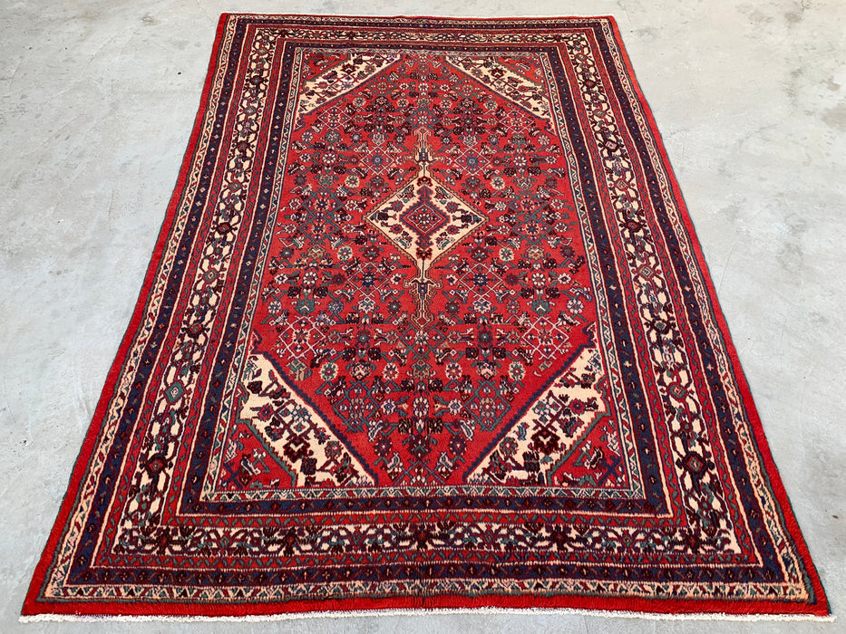 Handgemaakt Perzisch wollen vloerkleed 7x10 - Rood medaillon Perzisch stijl vloerkleed - Exacte afmeting 9'10" x 6'10" - KBHM-969