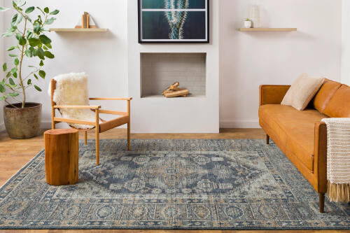 Reign handgemaakt wollen vloerkleed — Marineblauw / Taupe | REG-2309 - colour & pattern