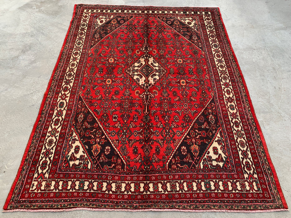 9'10 x 7'4 Handgeknoopt Perzisch wollen tapijt - Rood medaillonontwerp - KBHM-970