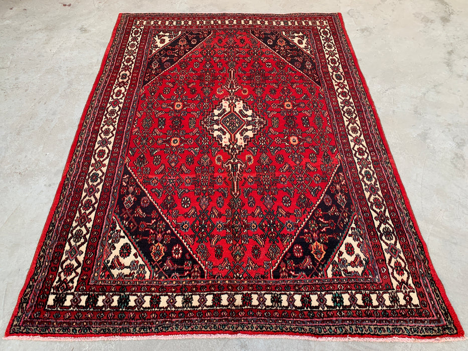 9'10 x 7'4 Handgeknoopt Perzisch wollen tapijt - Rood medaillonontwerp - KBHM-970