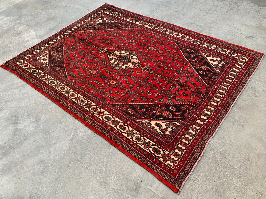 9'10 x 7'4 Handgeknoopt Perzisch wollen tapijt - Rood medaillonontwerp - KBHM-970