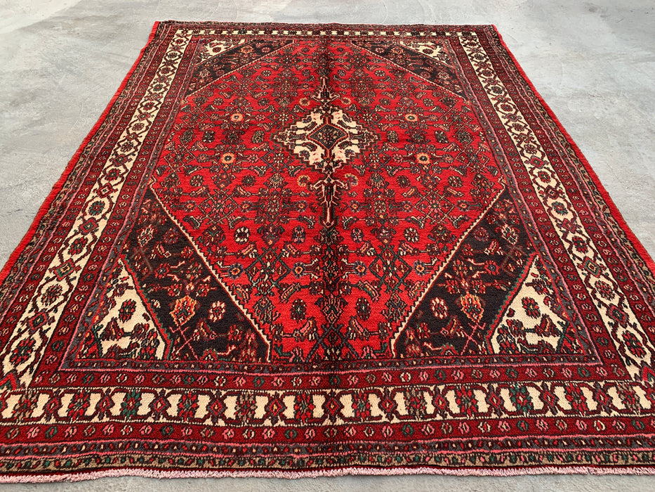 9'10 x 7'4 Handgeknoopt Perzisch wollen tapijt - Rood medaillonontwerp - KBHM-970