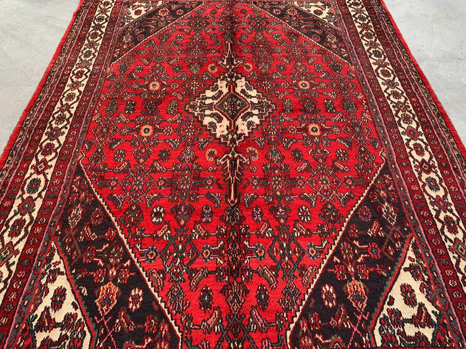 9'10 x 7'4 Handgeknoopt Perzisch wollen tapijt - Rood medaillonontwerp - KBHM-970