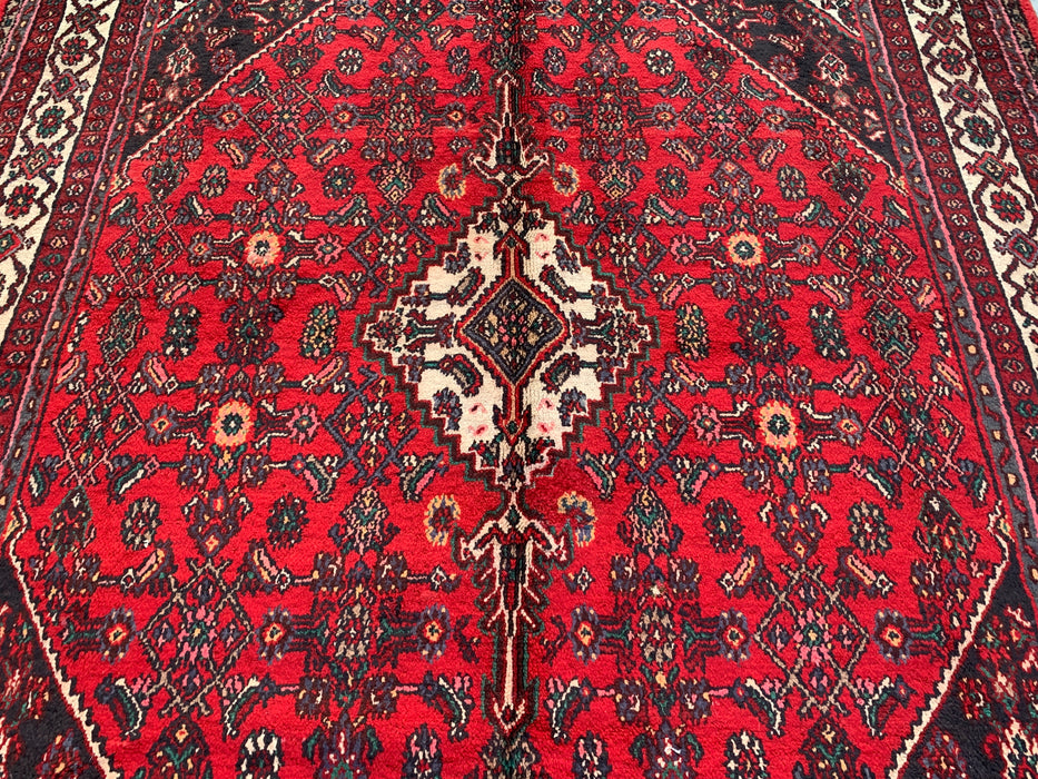 9'10 x 7'4 Handgeknoopt Perzisch wollen tapijt - Rood medaillonontwerp - KBHM-970