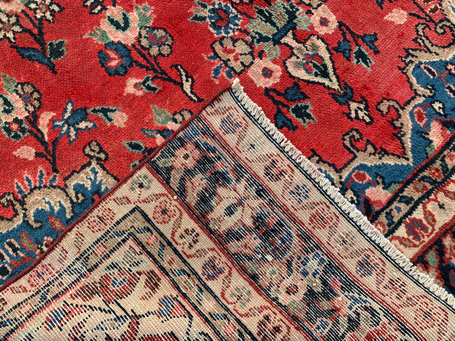 Handmade Persian Wool Area Rug 7x10 - Red Floral Medallion Persian Style Rug - Exact Size 9'10" x 5'10" - KBHM-972