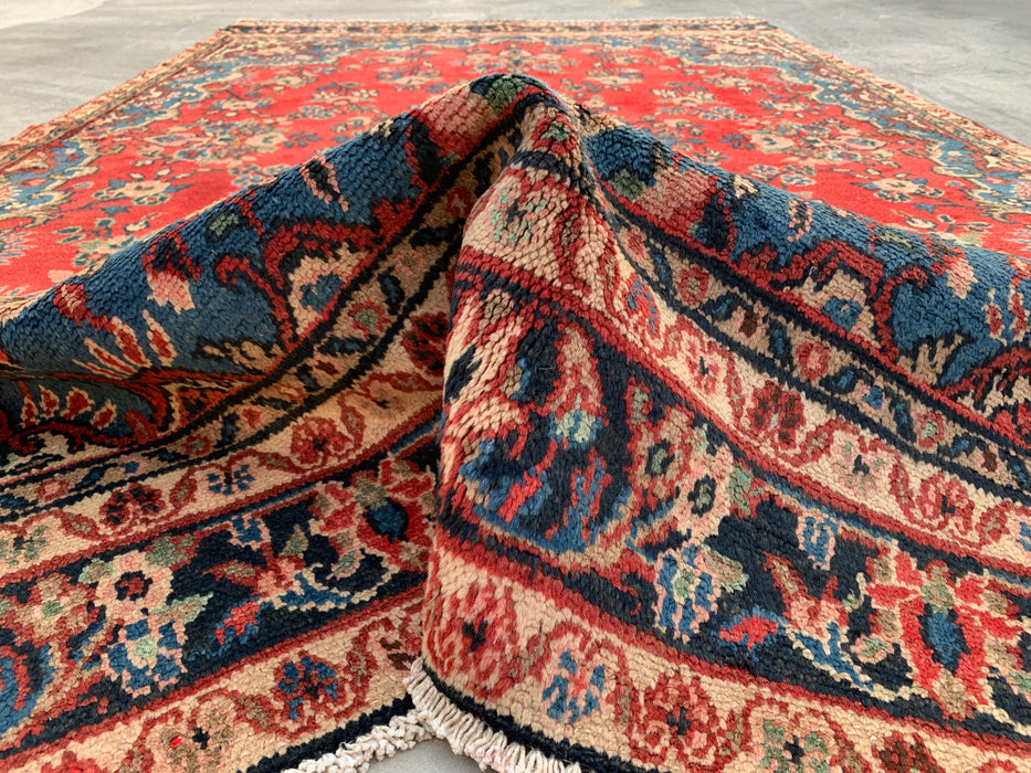 Handmade Persian Wool Area Rug 7x10 - Red Floral Medallion Persian Style Rug - Exact Size 9'10" x 5'10" - KBHM-972